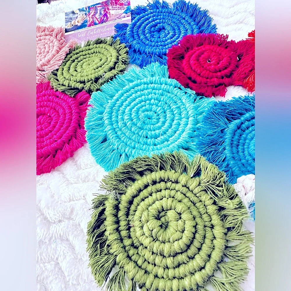 NEW: [5pc Set] Soul Embellishment’s Hand Woven Macrame Home Decor Magnets - Picture 3 of 16